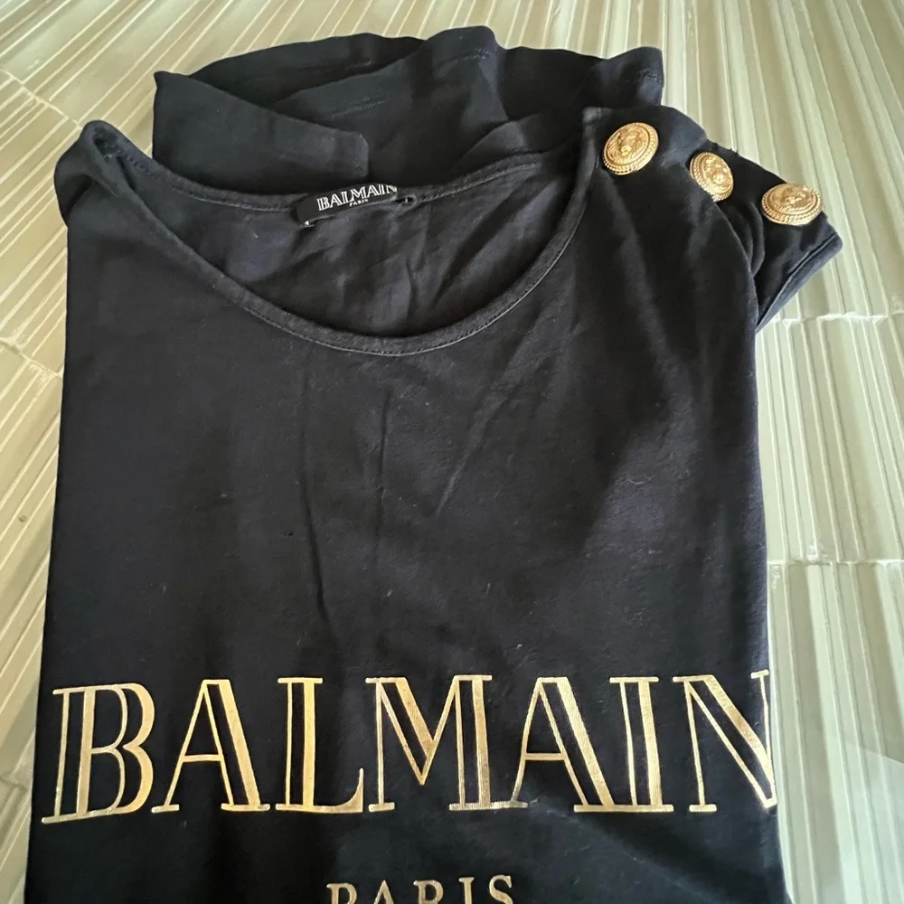 Balmain Black Tee with Gold Accents - Picture 7 of 8